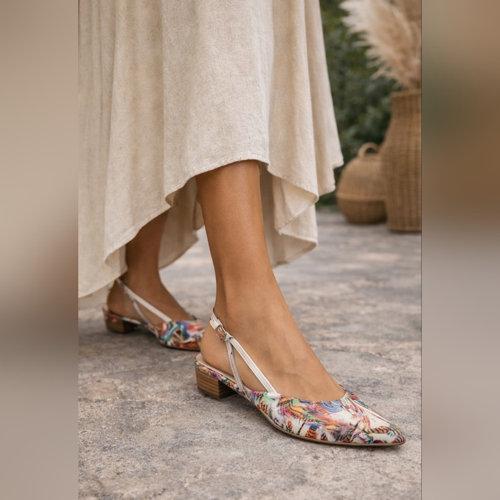 Peter Kaiser Tropical Floral Slingback Flats -Vibrant  Multicolor.7.5US - Picture 2 of 15